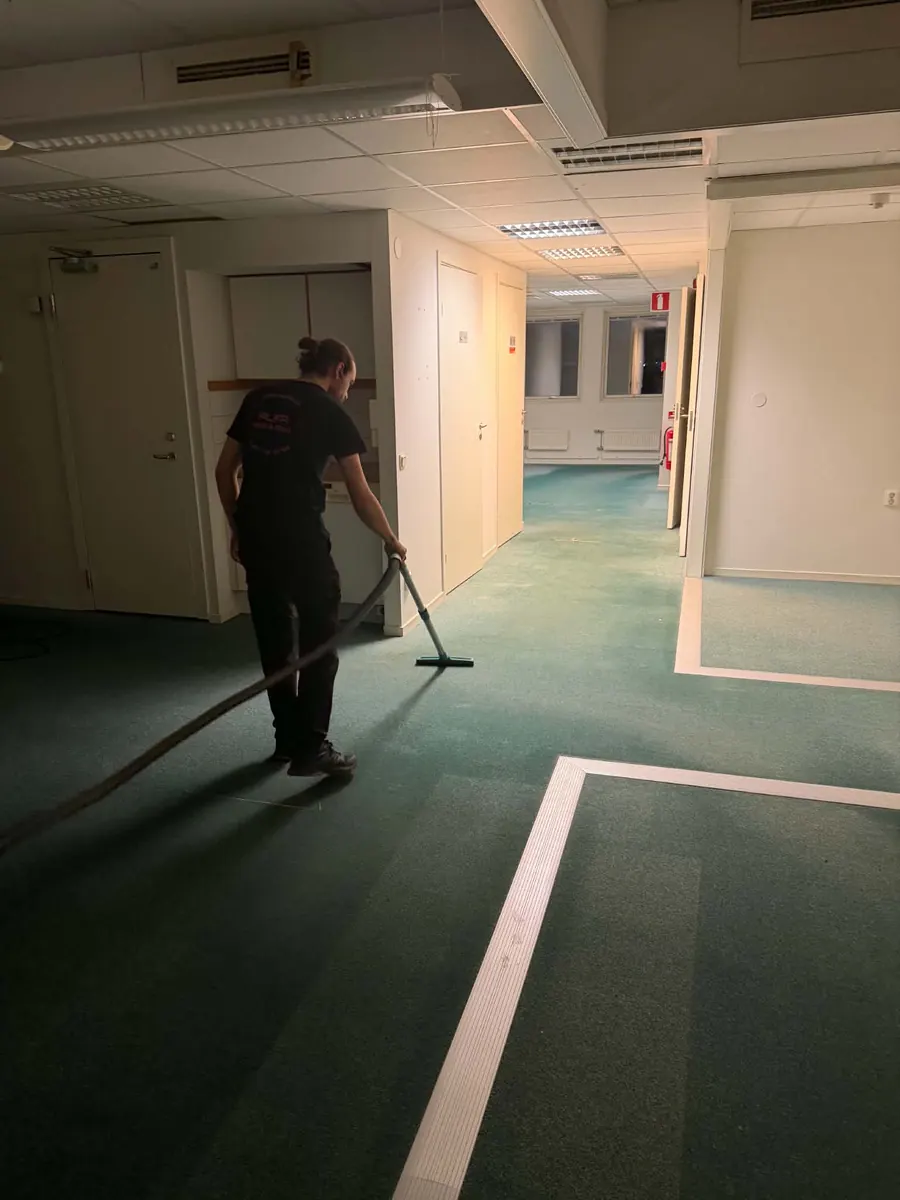 Hornbach, under arbetet: dammsugning av mattan